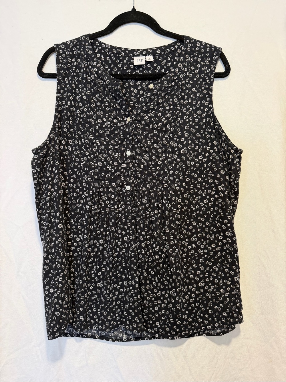 Floral Navy Button Front Top